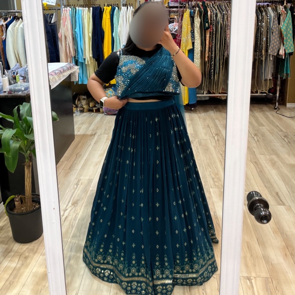 Teal/blue Indian lehenga